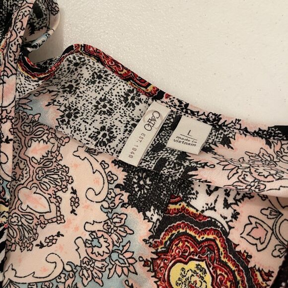 Cato Blouse Women's Large V-Neck 3/4 Sleeve Boho Colorful Twist 3/4 Sleeve - Picture 7 of 9